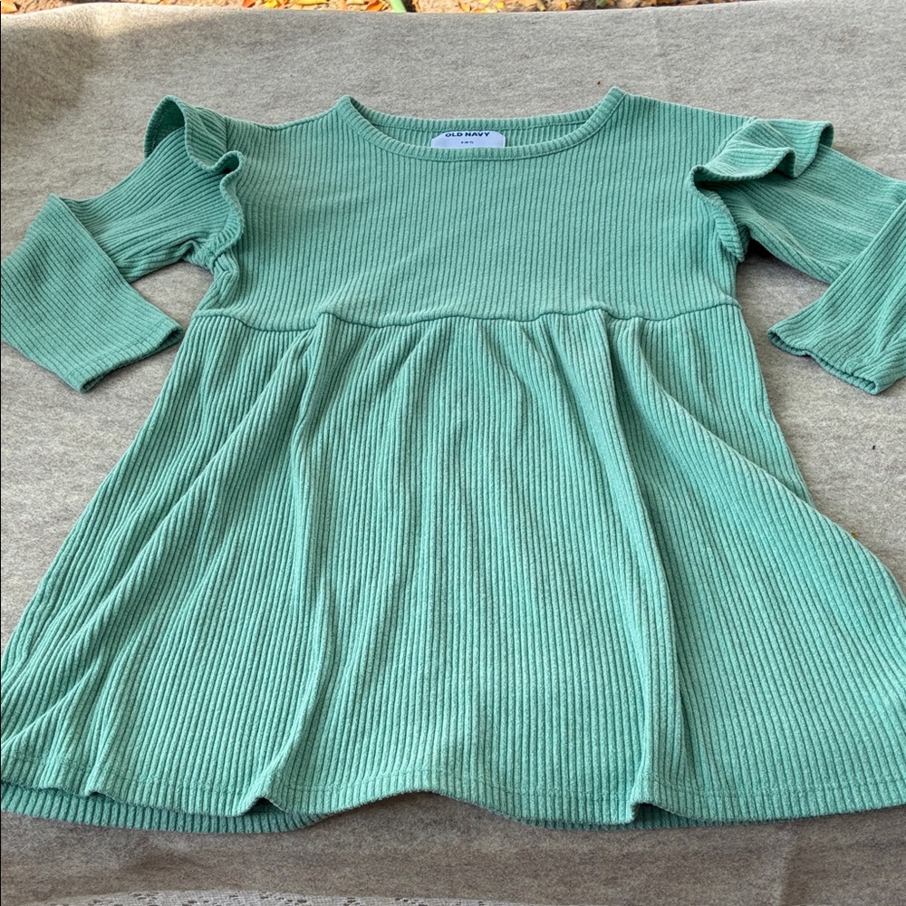 Old Navy Seafoam Green Ribbed Ruffle Sleeve Top